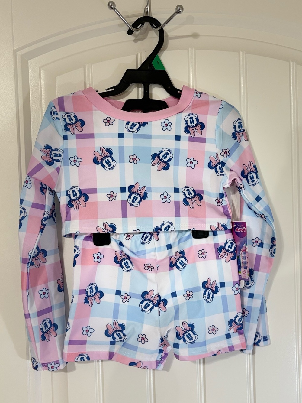 Disney Pink & Blue Minnie Mouse Plaid Nursing Pajama Set